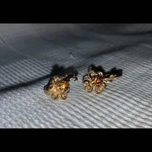 Citrine & Gold Toned Earrings (no post)